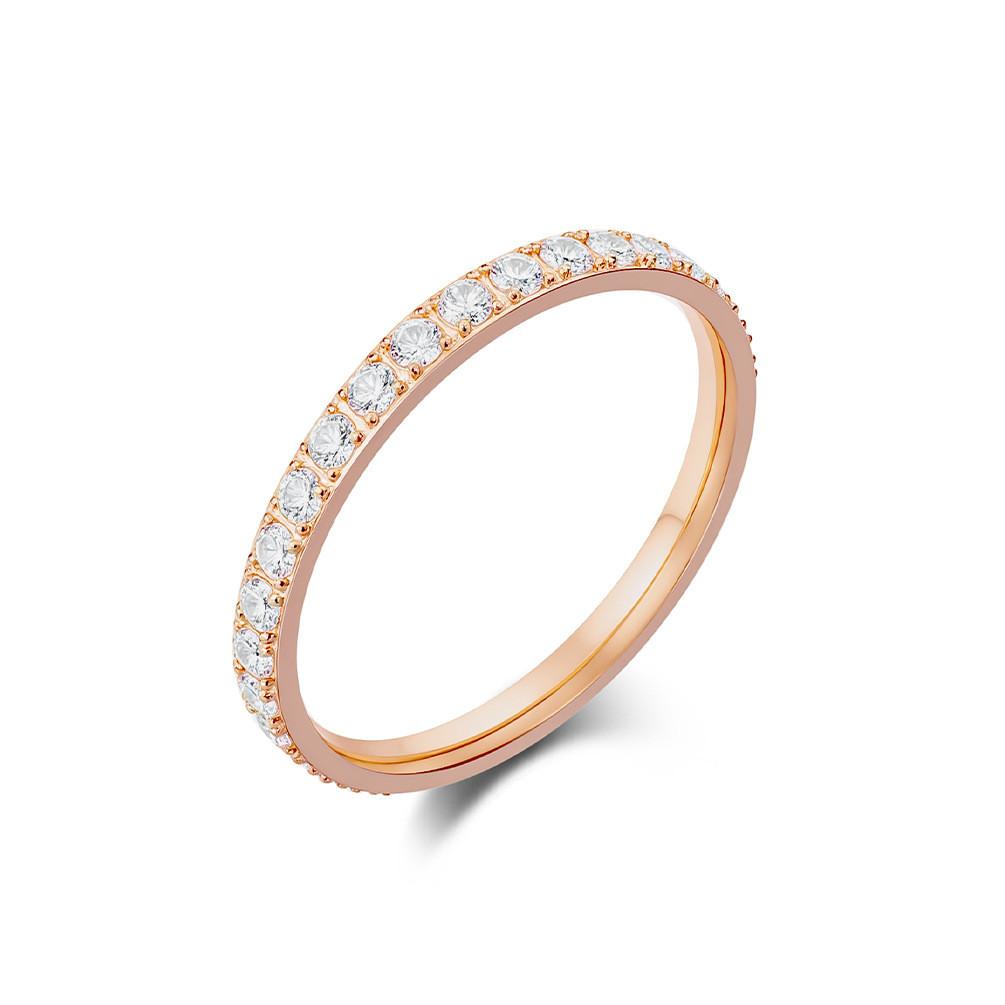 

Женские кольца Простое кольцо из титановой стали 2 мм Полная бриллиантовая закрепка Циркониевое кольцо на фалангу Модное элегантное кольцо на указательный палец Аксессуар 9# розового золота