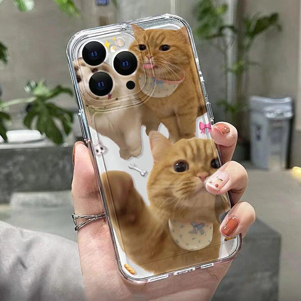Lovely Cat Animal Soft Phone Case For iPhone 11 Case iPhone 15 Pro 12 13 14 Pro Max XR XS Max X 7 8 Plus SE 2020 Clear Y2k Cover