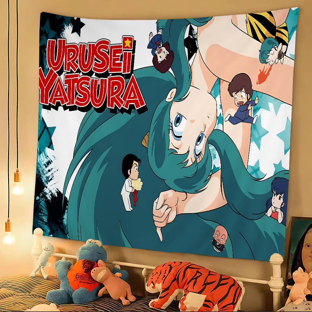 Urusei Yatsura Anime DIY Wall Tapestry Hanging Tarot Hippie Wall Rugs Dorm INS Home Decor