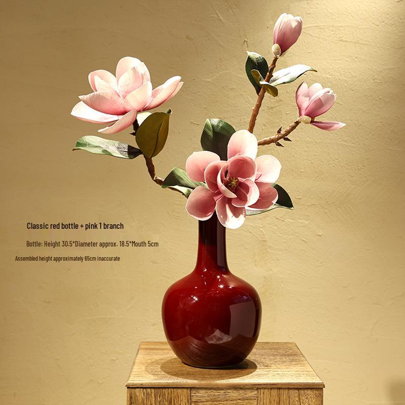 Composizione di fiori artificiali di magnolia: Set decorativo in ceramica per sala da pranzo o soggiorno