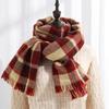 Double-sided plaid scarf women's winter 2025 Christmas imitation cashmere fringed shawl women's warm scarf