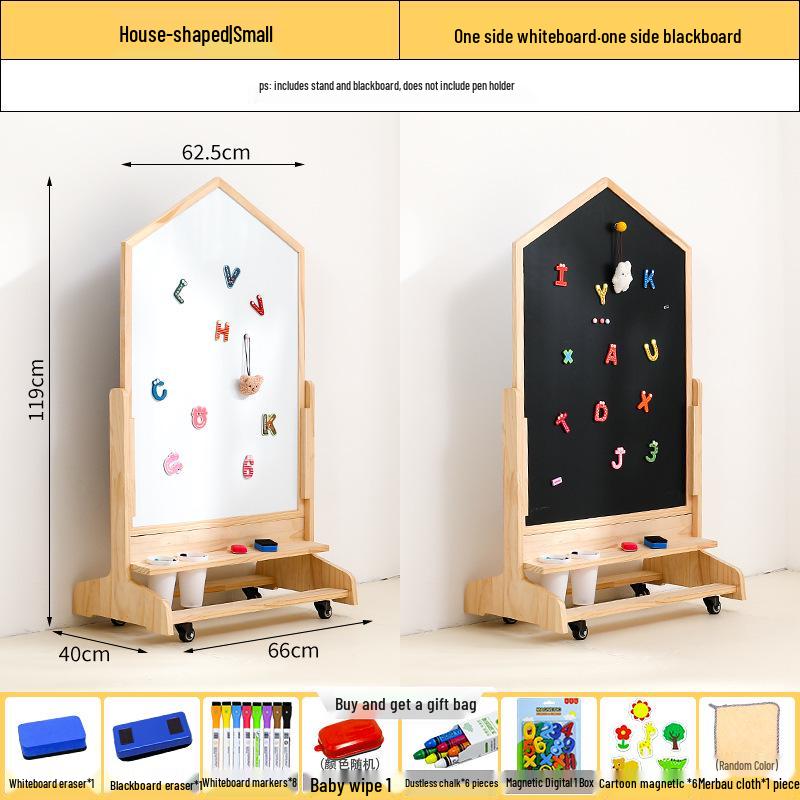 

Magnetic Double-Sided Children s Drawing Board: Solid Wood, Movable and Educational With Wheels