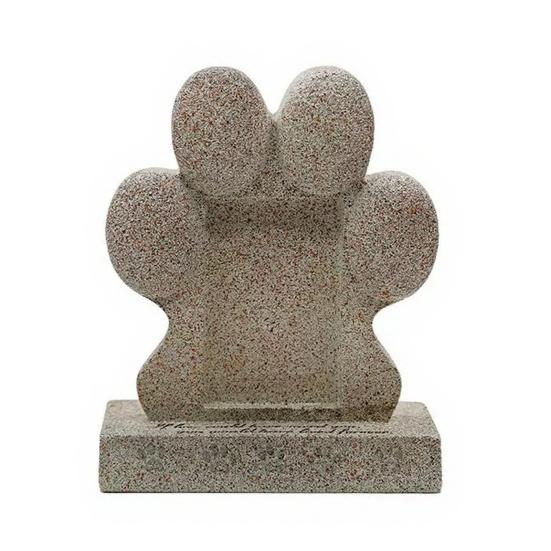 

Imitation Stone Pet with Tombstone Photo Frame Paw Print Weather-Resistant Resin Memorial бежевий