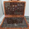 Stone Collectible Ornaments In Wooden Crystal Collection Box And Suitcase