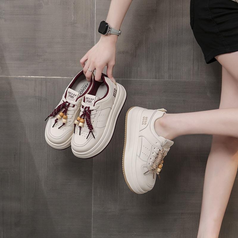 Platform White Shoes Women's Early Autumn New Versatile Casual Sports Shoes Small Height-increasing Breadboard Shoes