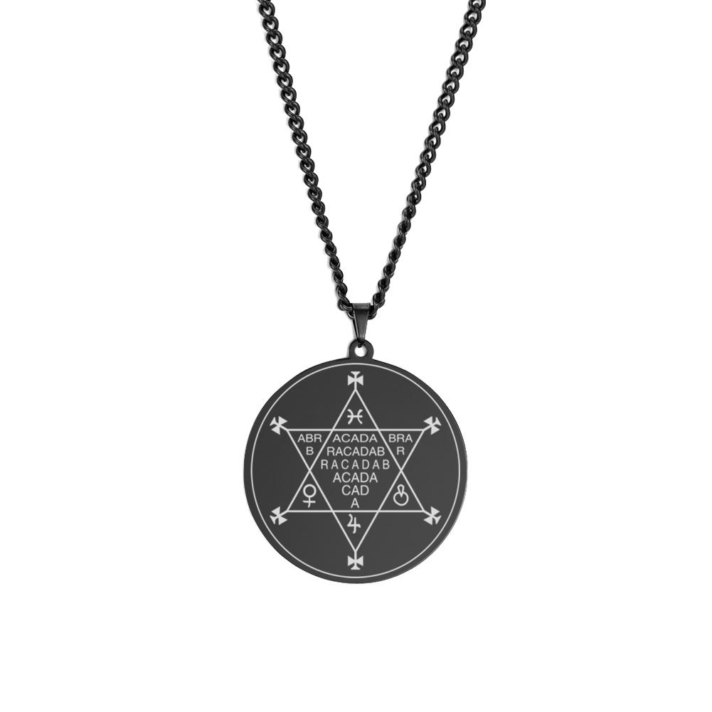 Dawapara Abracadabra Anhänger Abraxas Kabbalistische Magie Okkult Esoterisch Amulett Halskette Übernatürlich Edelstahl Schmuck