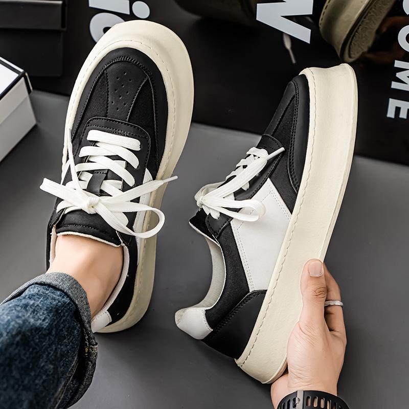 

2025 summer board shoes breathable canvas shoes campus style men s shoes platform Hong Kong style trend versatile niche outdoor single shoes 39 чёрный
