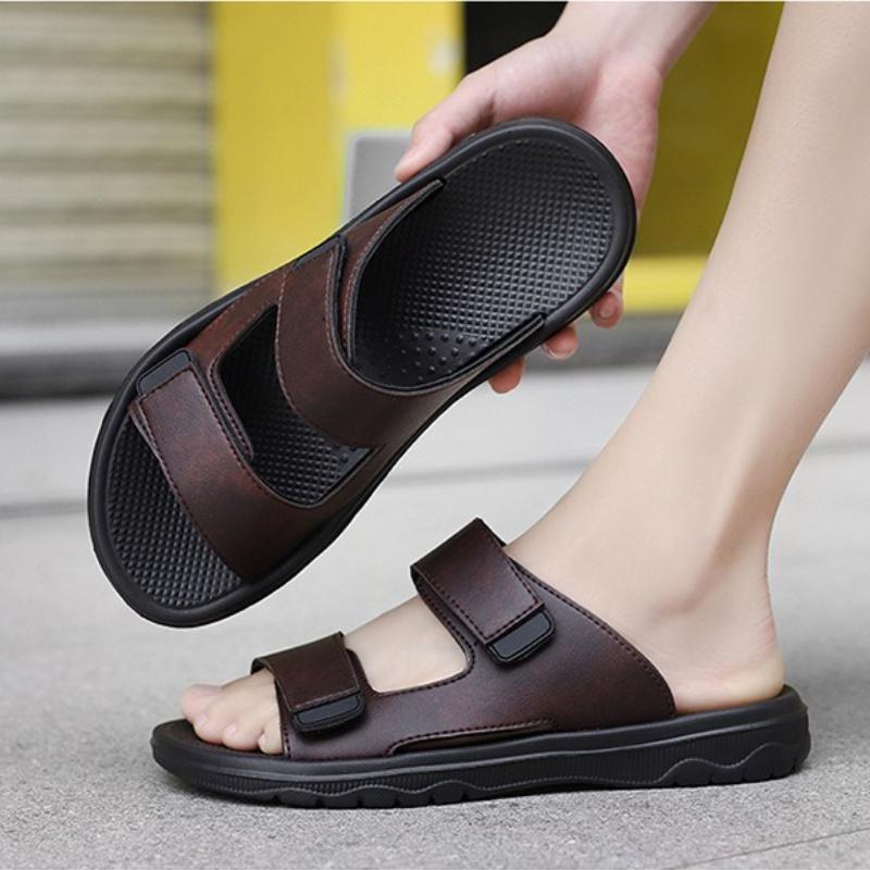 New Men Slippers Black Platform Slip On Massage Sandals Home Light Slippers Summer Citywalk Beach Holiday Sandal Shoes Sandalias