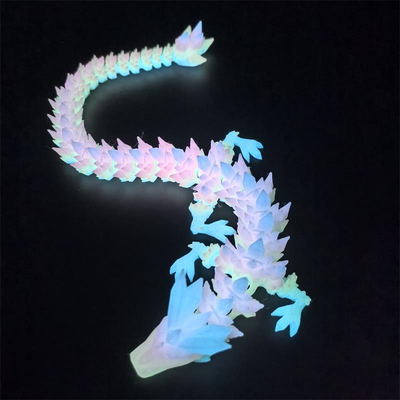 3D Printed Crystal Dragon Figurine with Movable Joints - Perfect Children's Birthday Gift
