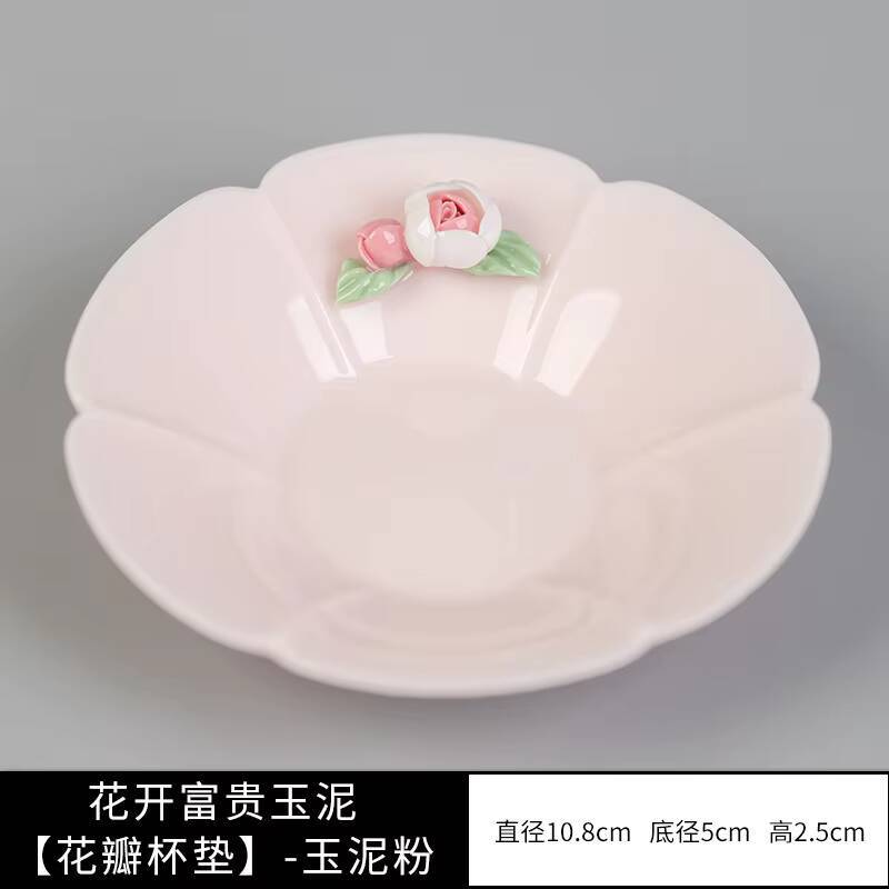 Boutique Jade Mud Powder Kneading Flower Coasters Creative Hot Pad for Coffee Cups Saucer Anti-scald Placemats Cup Holder Teaset