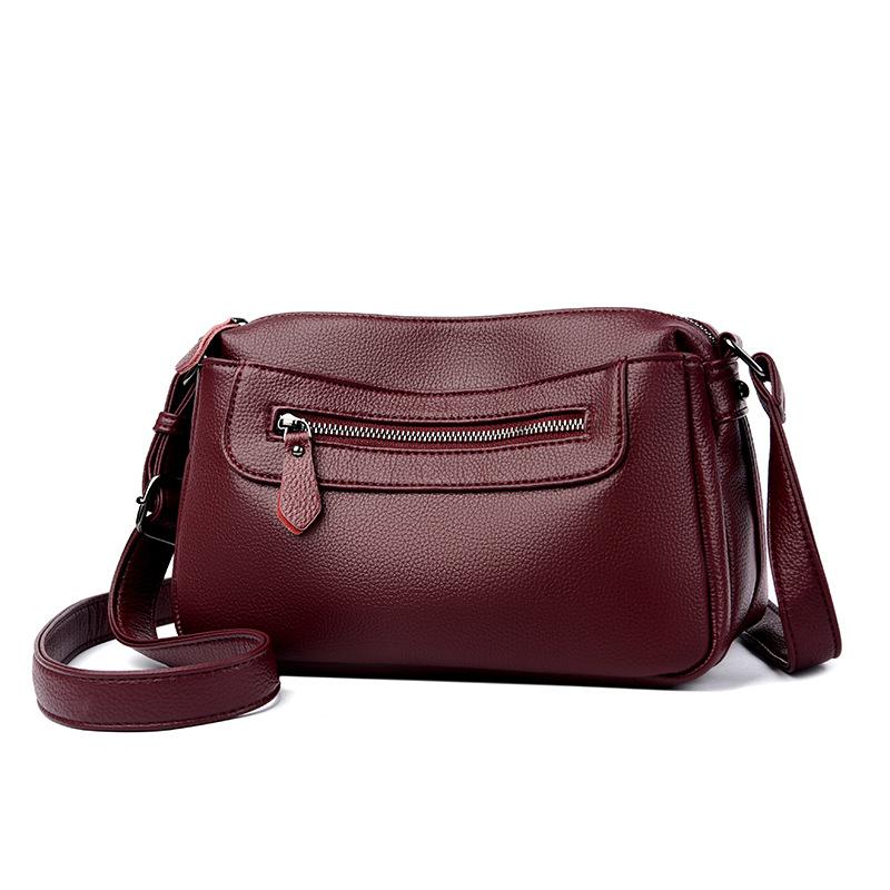 Bag 205 New Fashion Middle-aged and Elderly Casual Soft Leather Large Capacity Crossbody Commuter Bag Versatile One-shoulder Mom Bag