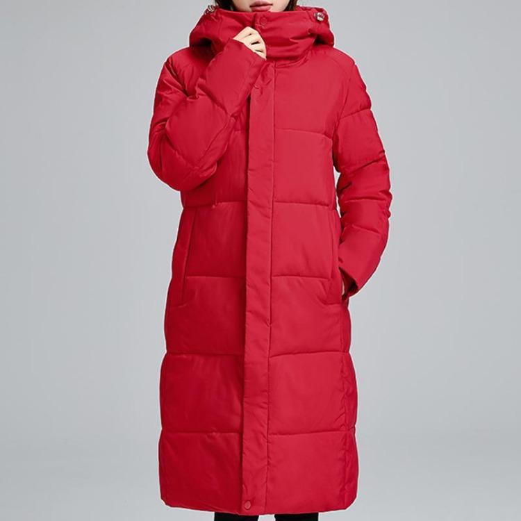 

Элегантные зимние пальто для женщин больших размеров, теплые толстые парки с капюшоном, длинное свободное пальто, женские модные куртки 3XL красный
