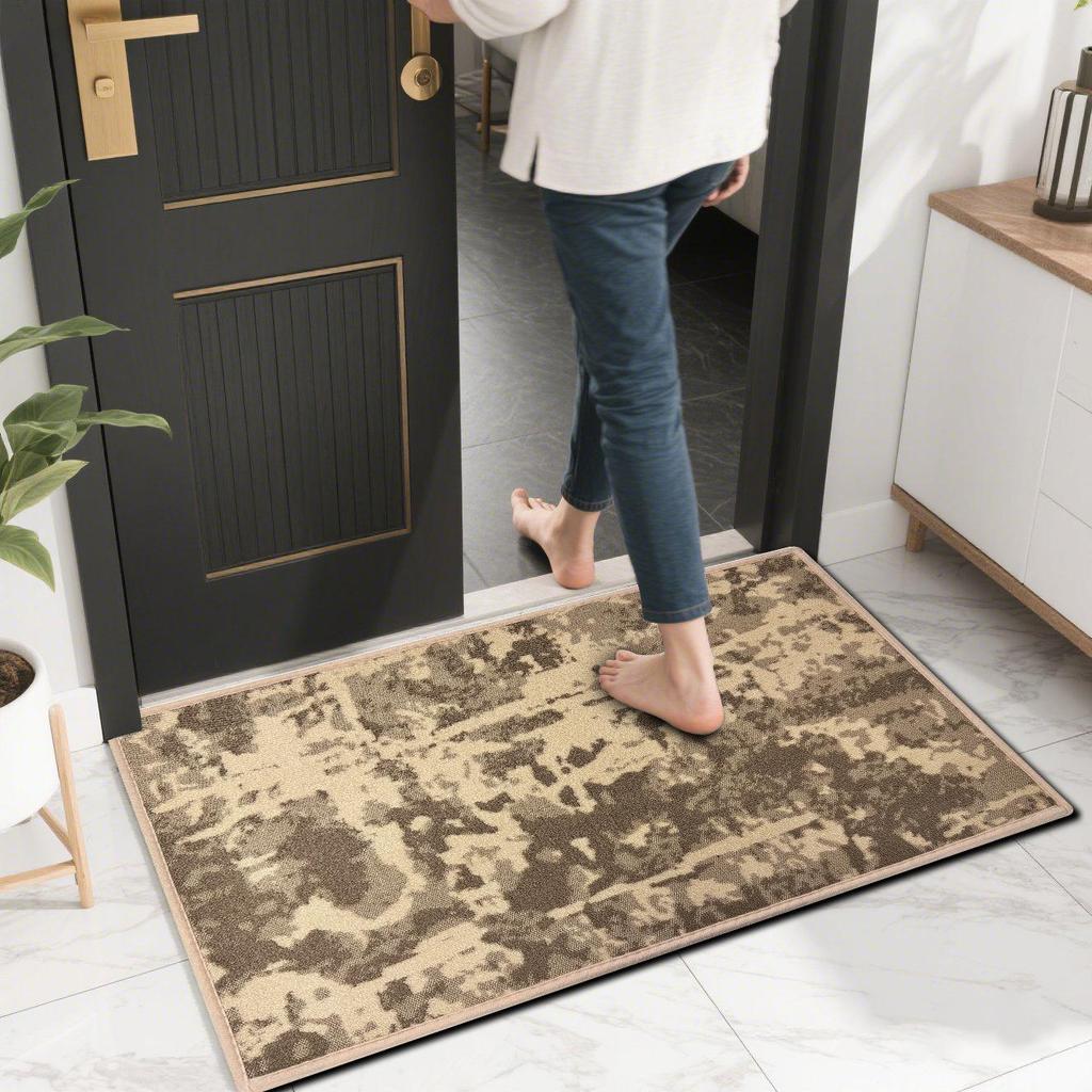 Abstract Living Room Dirt Resistant Carpet Anti Slip Entrance Door Mat Easy To Maintain Floor Mat