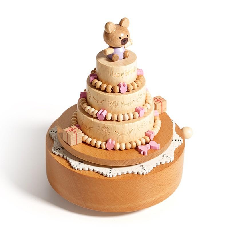 Wooden Ferris Wheel Music Box Christmas Trojan Horse Hand Rattle Handmade Music Box Crafts Creative Ornament Toys