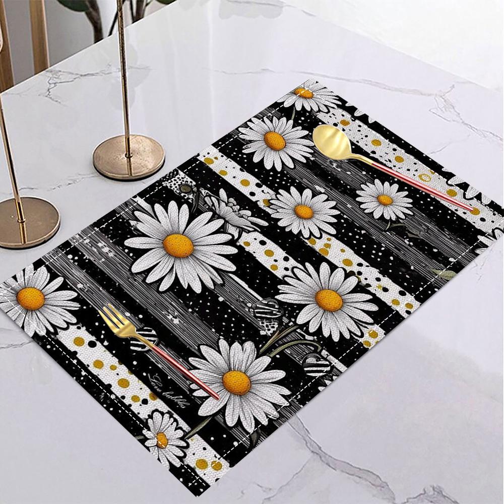 Linen Placemat Dining Table Mat Suitable During Dining Flower Festivals Such As May 5th in Mexico and Day of The Dead Decoration