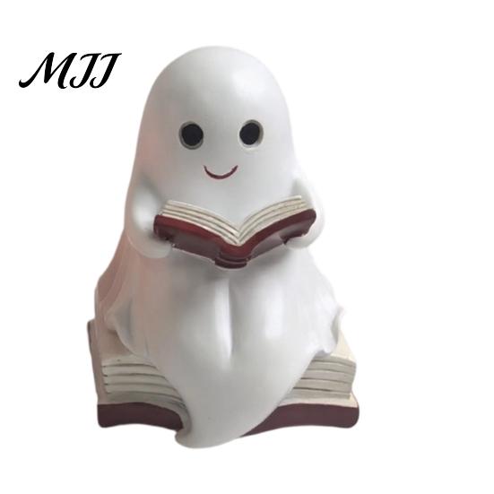 Portable Night Light No Cords Halloween Ghost Light, Resin Spooky Table Lamp for Bedroom Shelf Gothic Home Decor Decor, Warm Amber Purple Glow