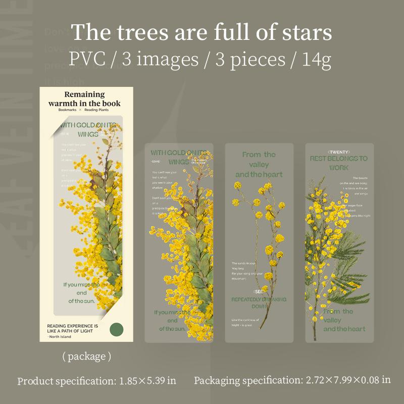 

3 шт., набор закладок из ПВХ с сохранением тепла, прозрачный маркер для страниц с растениями, держатель для заметок, школьный подарок для чтения
