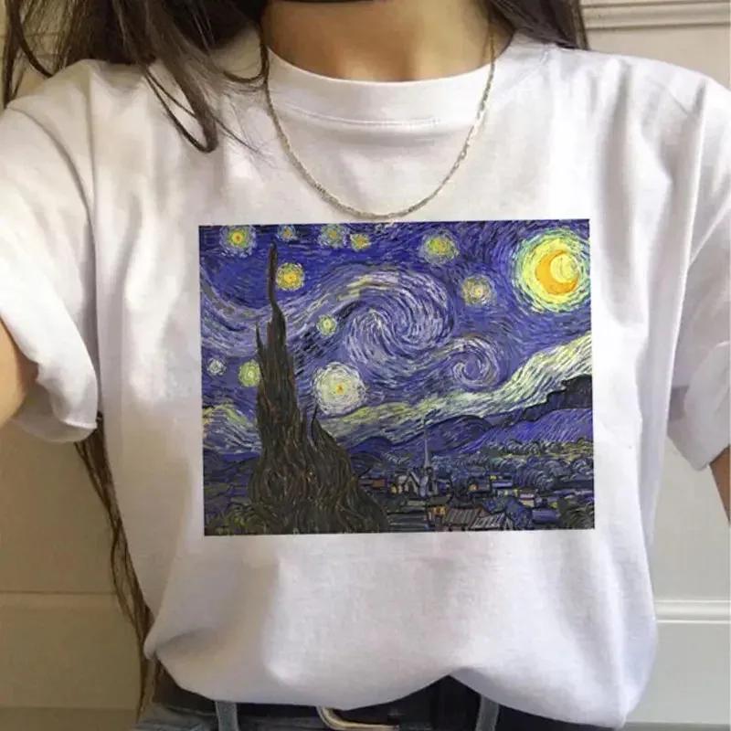 Artistic Van Gogh Paintings Graphic T Shirt With Classic Art Quotes Creative Designs Stylish Casual Short Sleeve Tee For Daily