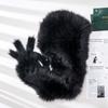 weaving fox fur snow hat women's scarf hat integrated winter warmth and cold resistance thickened fur scarf hat
