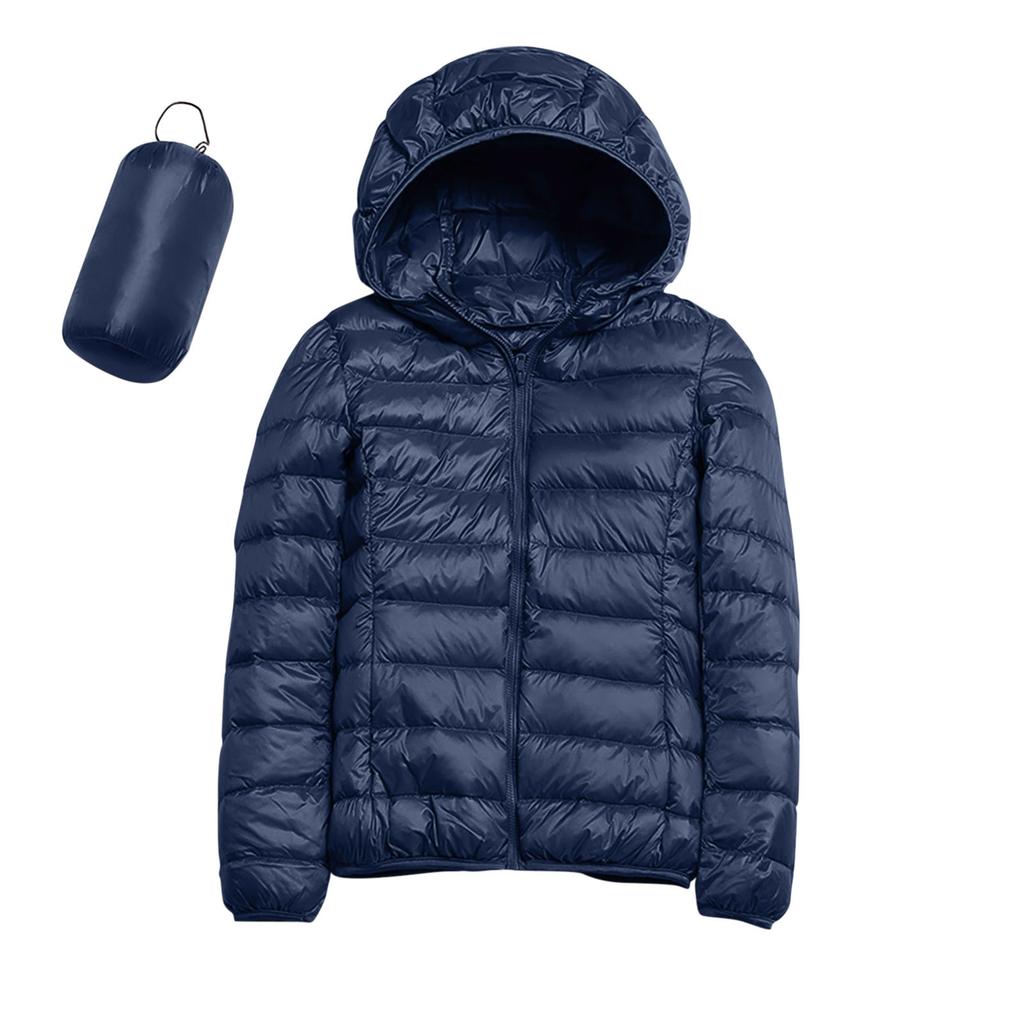 Winter New Style, Women's, Casual, Solid Color, Lightweight Waterproof Down Jacket, White Duck Down, Hooded Down Jacket, Outerwear