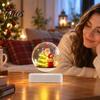 Lighted Christmas Display Centerpiece Magnetic Levitating Santa Claus Tree Ornament with LED Light, Rotating Floating Sleigh for Holiday Parties Glass