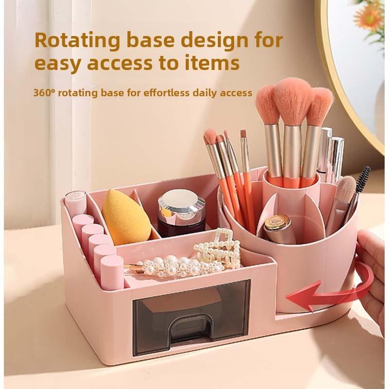 Makeup Brush Storage Box - High-end, Rotatable with Drawers, Multi-functional Storage Box for Organizing Miscellaneous Items