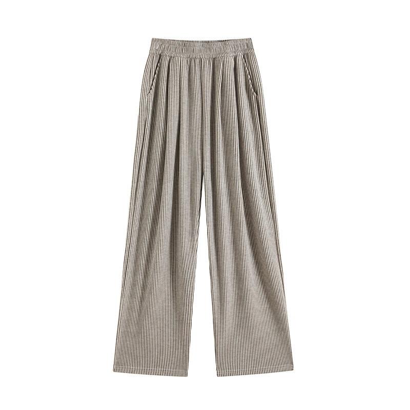 Striped Wide-leg Pants Mopping Pants Autumn and Winter Velvet Loose High-waisted and Thin Casual Versatile Casual Pants Children