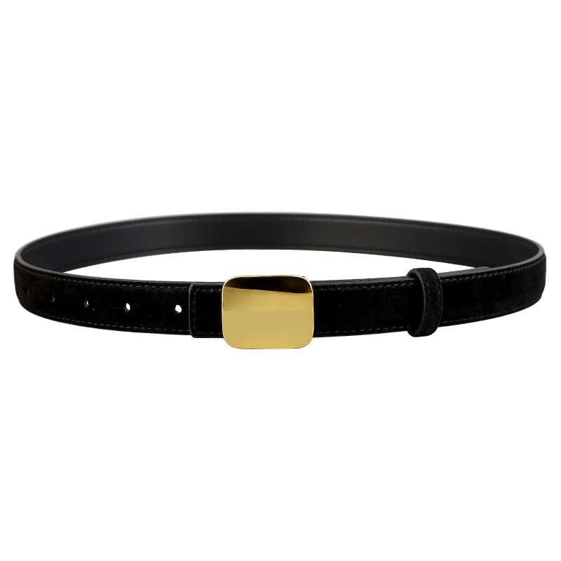 Womens Fashion Genuine Leather Belt With Sanded Finish And Pin Closure For Office And Leisure Black