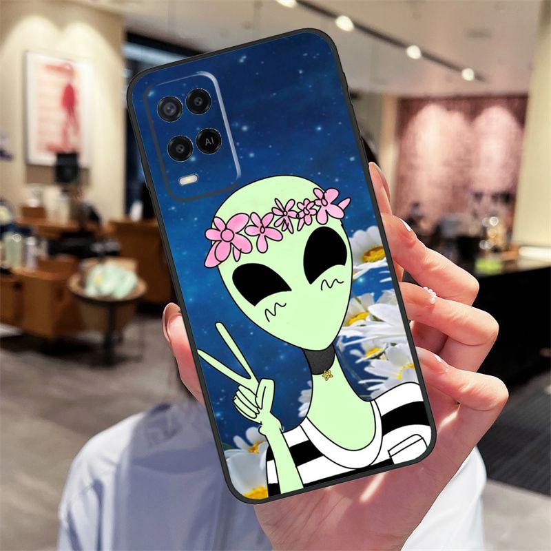 Aesthetic Alien Case For Oppo A94 A54 A40 A60 A80 A98 A78 A18 A38 A58 A16 A76 A96 A17 A77 A74 A57S A15 Cover