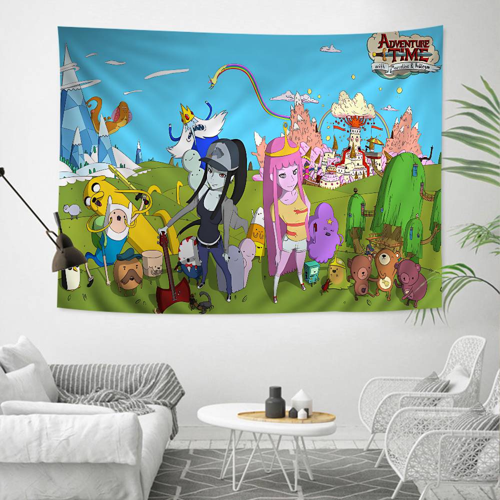 AAdventures Cartoon Time Anime Printed Large Wall Tapestry Cheap Hippie Wall Hanging Bohemian Tapestries Mandala INS Home Decor