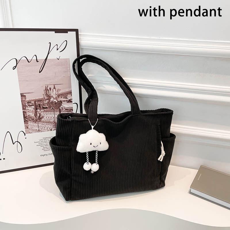  Simple Corduroy Shoulder Korean Large Capacity Tote Bag Daily Commuter Handbag Shopping Bags For Women Gifts