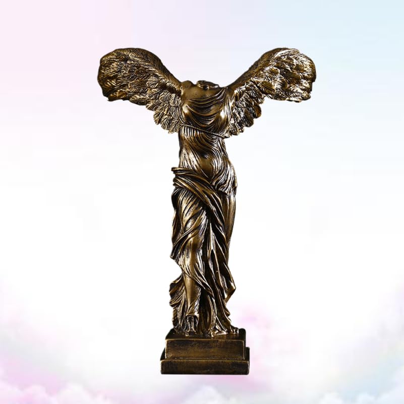 OUNONA Goddess of Victory Resin Sculpture Decorative Object Figurine Statue Art Interior Craft Desktop Living Room Office Study Tabletop Display Colle