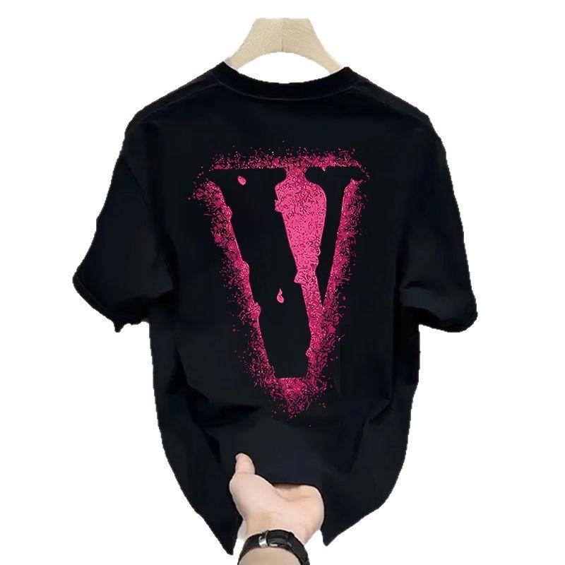 Heavy 100% Cotton Short-Sleeved T-Shirt Men'S Hong Kong Style Trend Printed Half-Sleeved Loose Couple T-Shirt