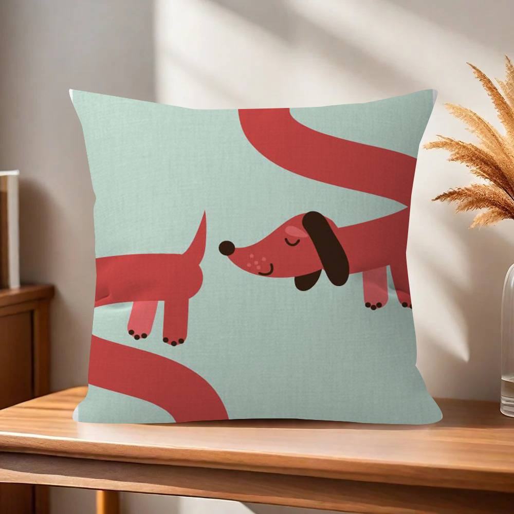 Sausage Dog Dachshund cute Pillowcase toon Gift Cushion Cover Bedroom Home Sofa Chair Seat Decor pillow case