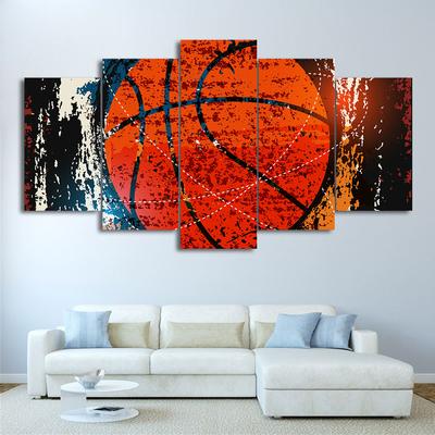 No Framed Canvas 5Pcs Red Basketball Gym Wall Decorative Posters Picture Paintings Home Decor Accessories Living Room Decoration