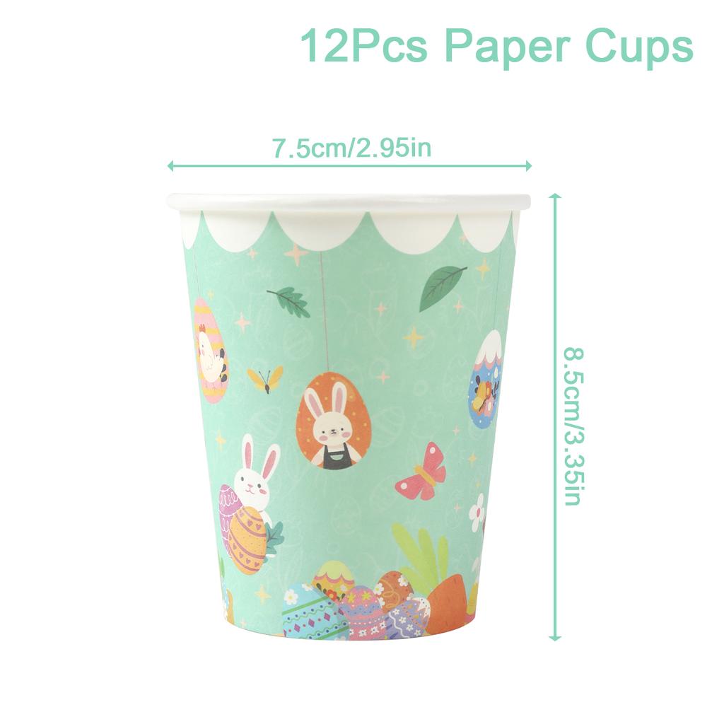 Easter Decoration 2024 Easter Bunny Eggs Paper Plates Napkins Cute Animal Paper Serviettes for Birthday Party Tableware Decor