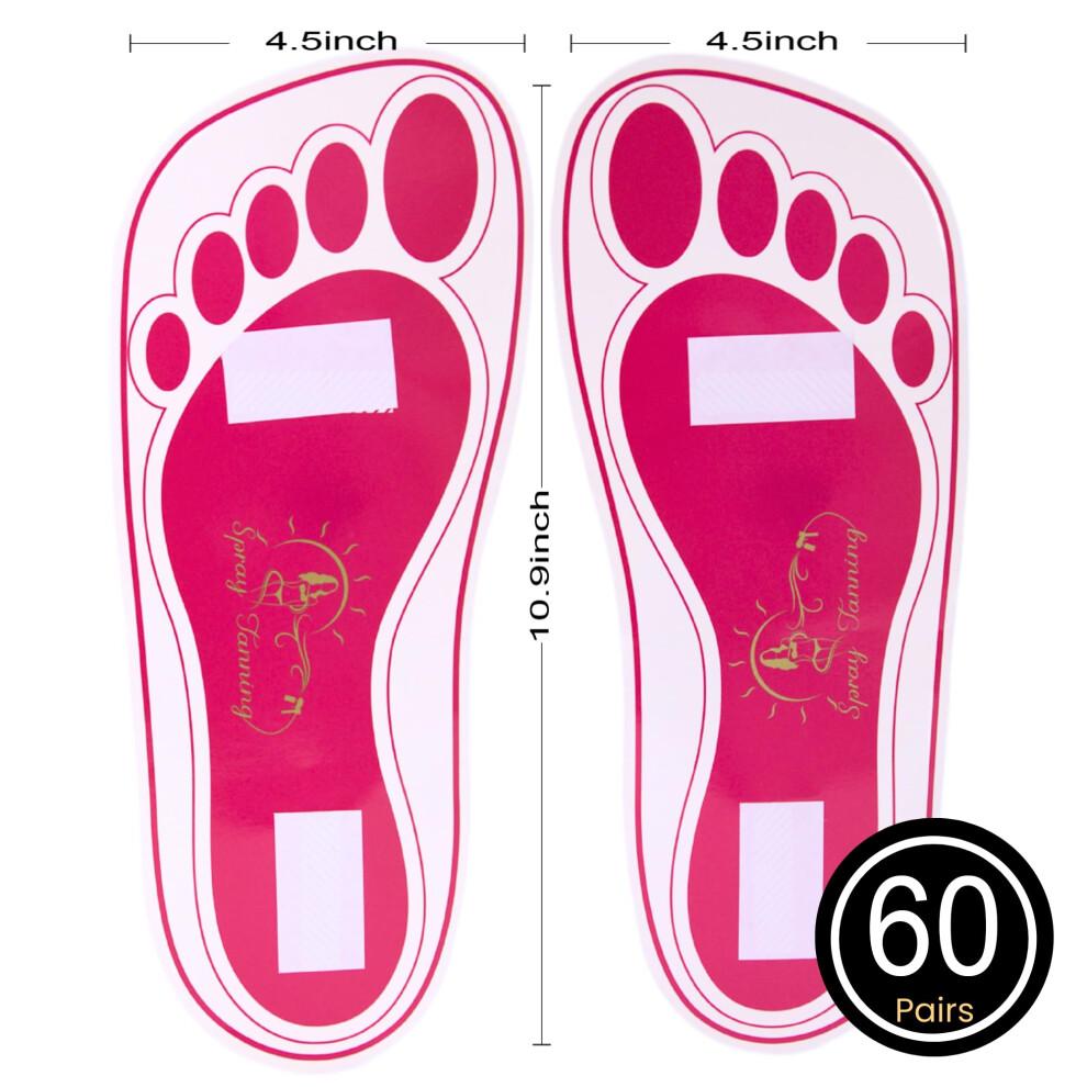 60 Pairs(120 Feets) Disposable Pink Tanning Feet Pads Sunless Airbrush Spray Tent Protect Foot Shaped Spray Tan Sandals