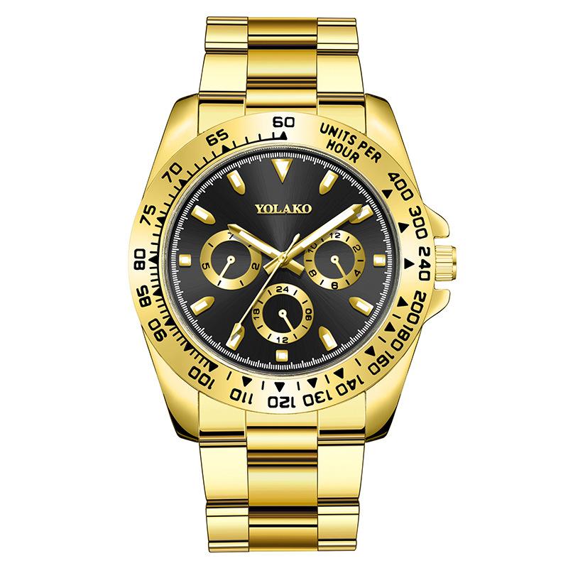 

Золотые мужские часы мужские часы со стальным ремешком деловые часы светящиеся кварцевые цельные