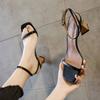 Internet Celebrity Sandals Women 2025 New Student Korean Version Square Head High Heels Sexy Fairy Wind Outside Summer Women's Shoes