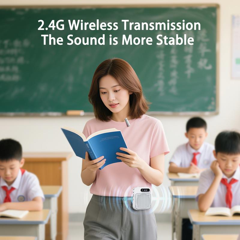 Wireless Voice Amplifier Protable Lavalier Microphone DSP Noise Reduction Rechargeable Speaker for Teaching, Metting,Tour Guide