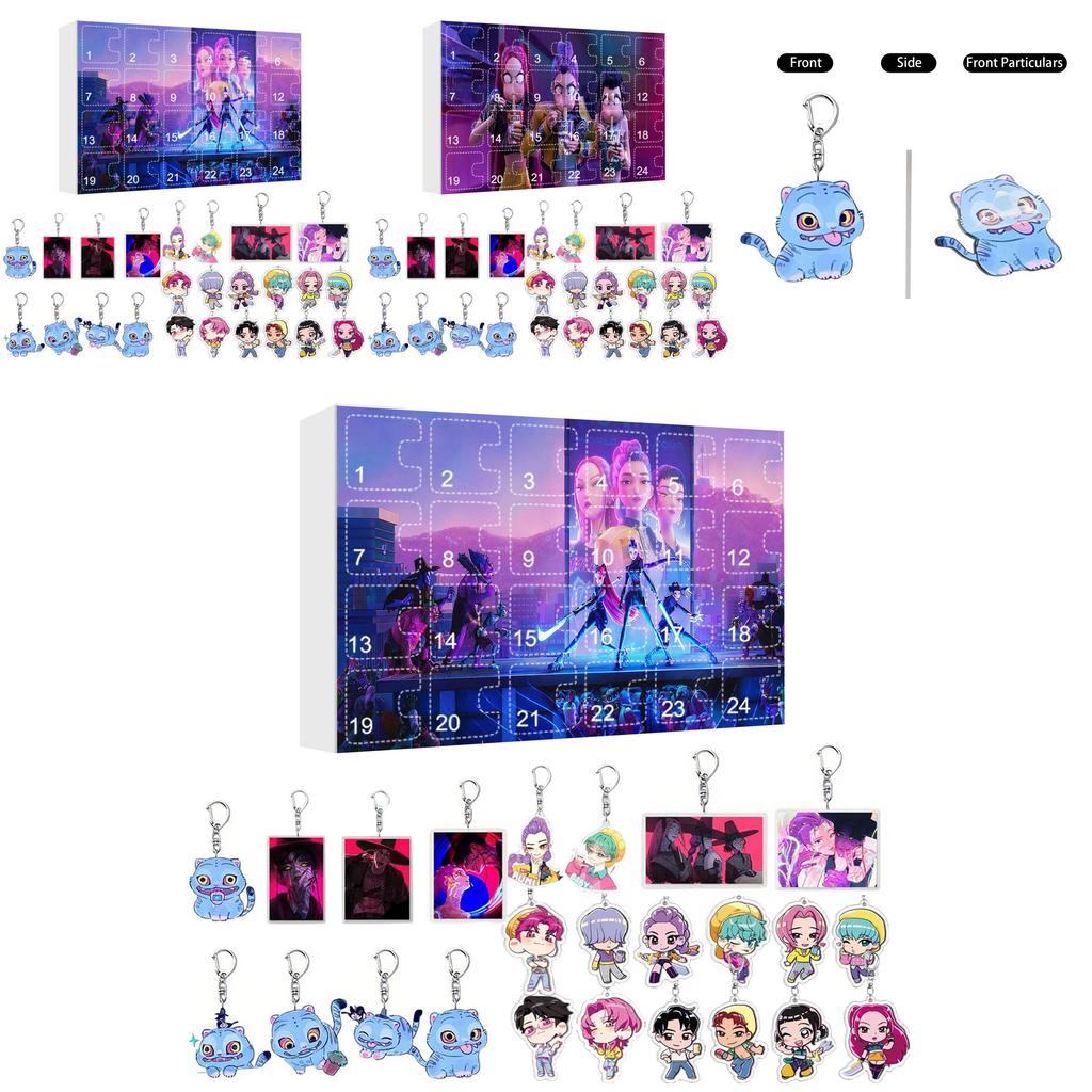 Kpop Dämonenjäger Weihnachtskalender Acryl Schlüsselanhänger Mit Hängendem Ornament Für Fans Und Sammler