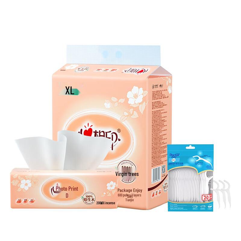 Dr. Tooth Dental Floss Sticks & Vinda Facial Tissues Bundle