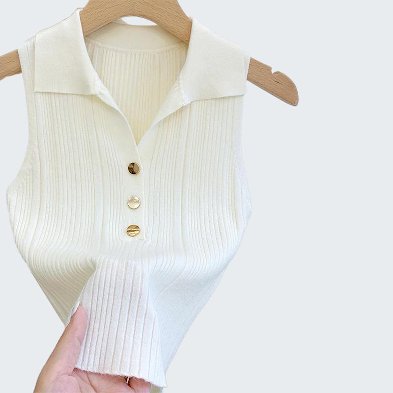Casual Solid Color Sexy Commuting Sweet Button Lapel Vest For Women