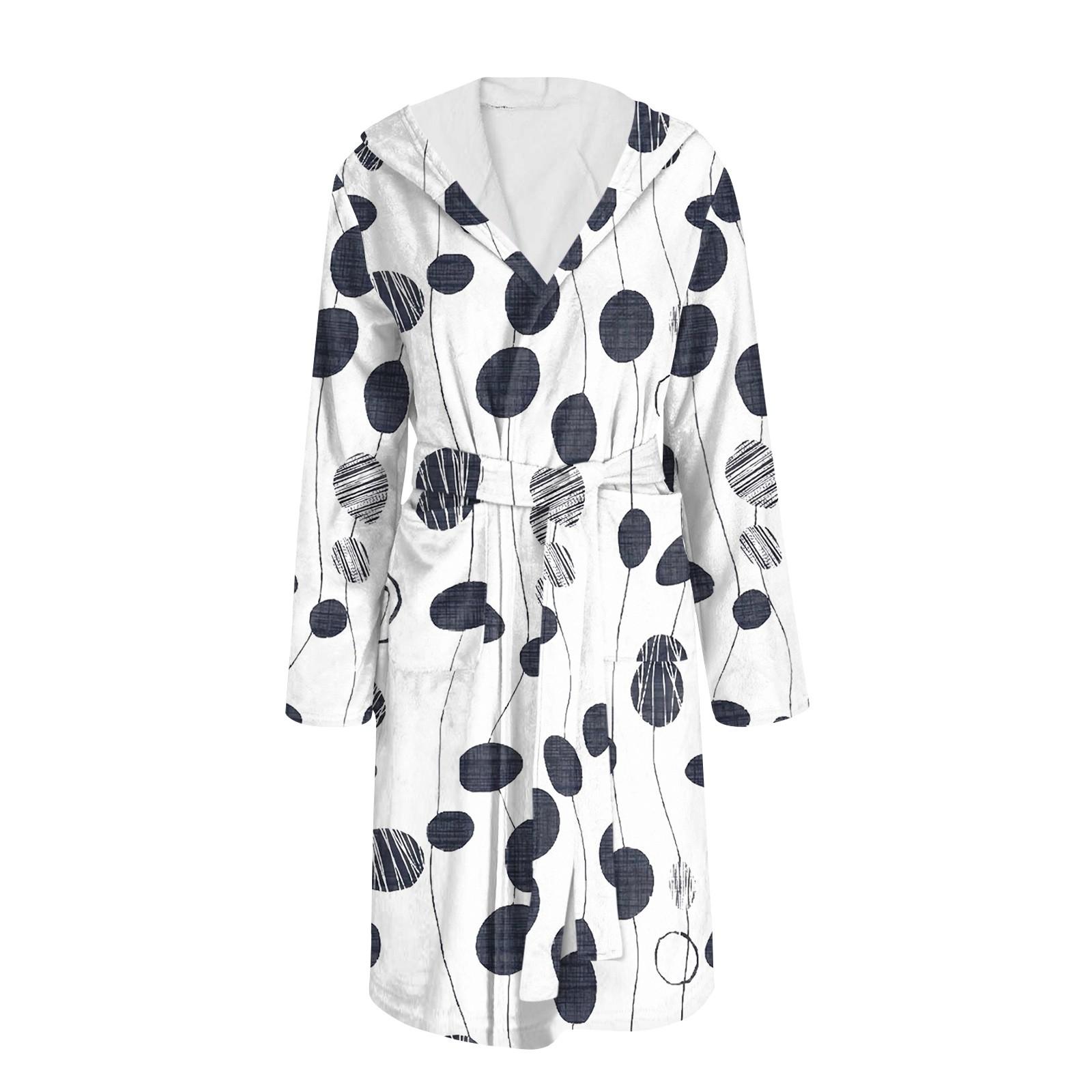 

Халат для чоловіків і жінок з принтом Фланелевий халат Абсорбуюча швидковисихаюча бавовняна нічна сорочка M білий