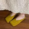 Fashion Women Slippers Flats Square Toe Slingback Mules Shoes Suede Fashion Dress Designer Shoes 2025 Autumn New Cozy Chaussure Femme