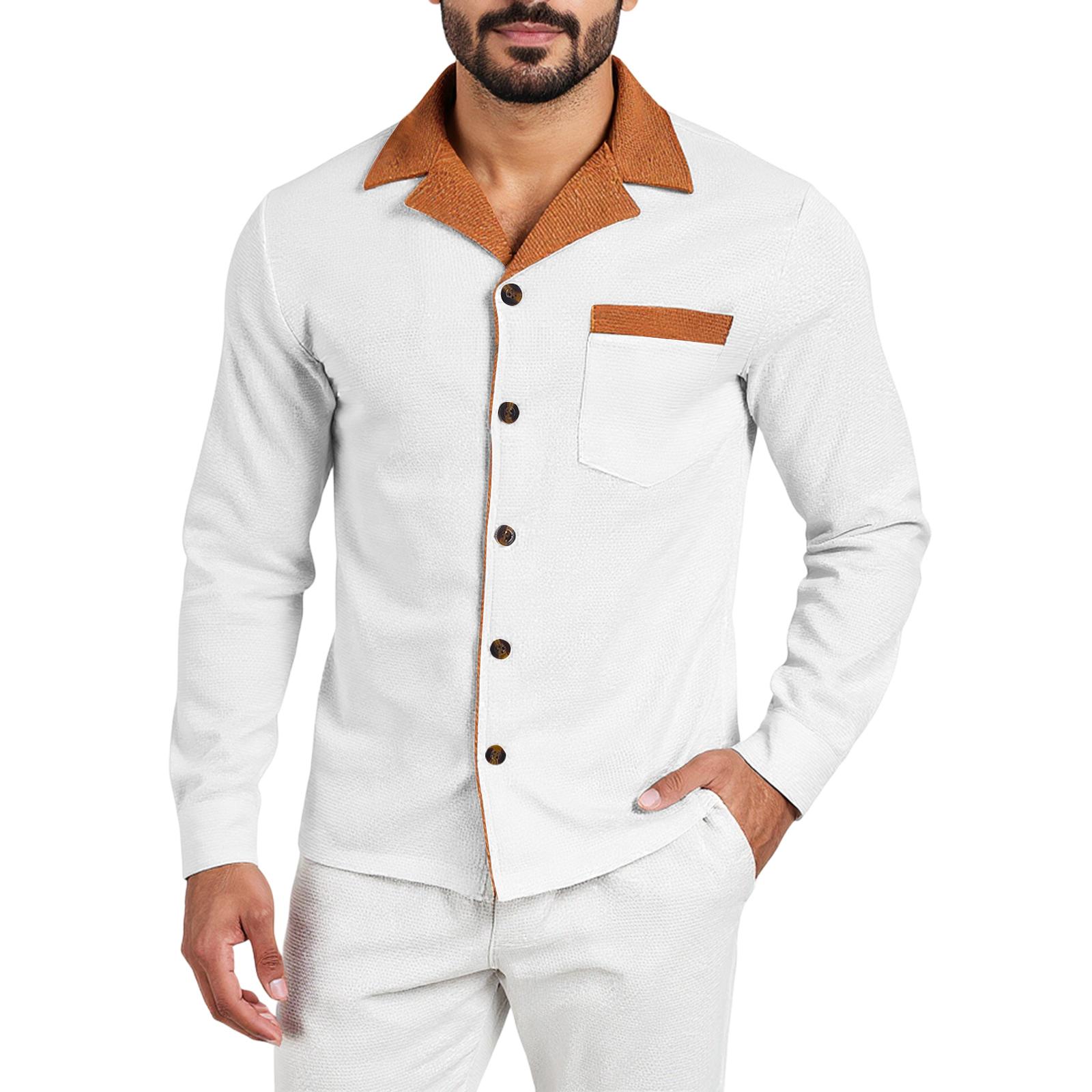 

Мужская рубашка с длинным рукавом, рубашка с отложным воротником, приталенная рубашка XL белый