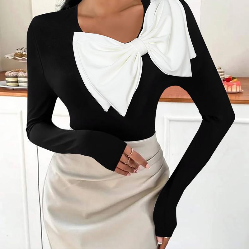 

VODNA Женские винтажные однотонные футболки с длинным рукавом и завязками XL