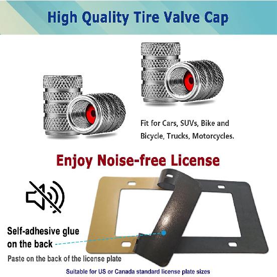 Stainless Steel License Plate Frames- 2 Pack Mirror Polished Car Plate Holder, With Screws, Chrome Caps, Heavy Duty Rustproof Metal Front Rear Car