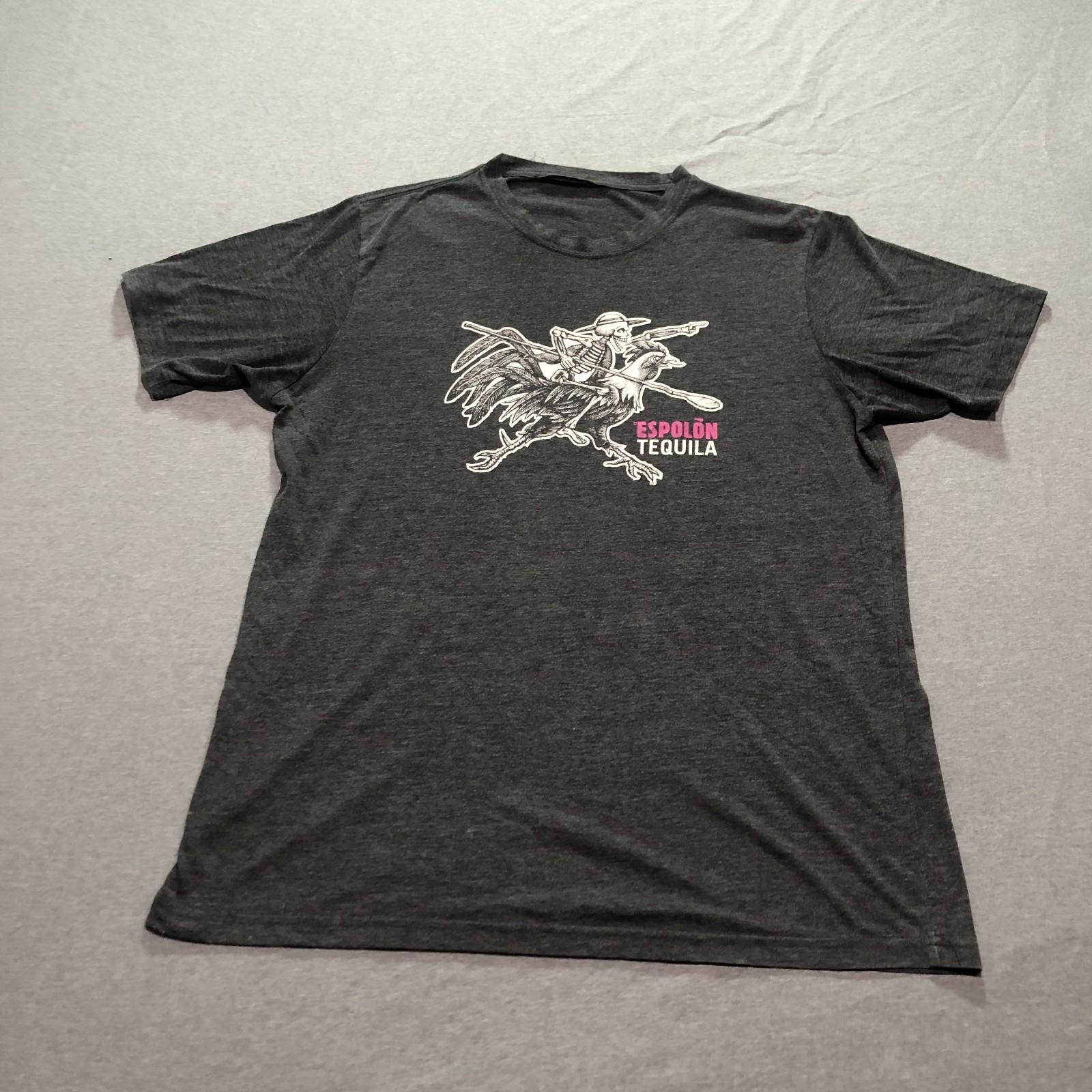 Espolon Tequila T Shirt Mens L Day Of The Dead Skeleton Rooster Alcohol Gray Tee XL