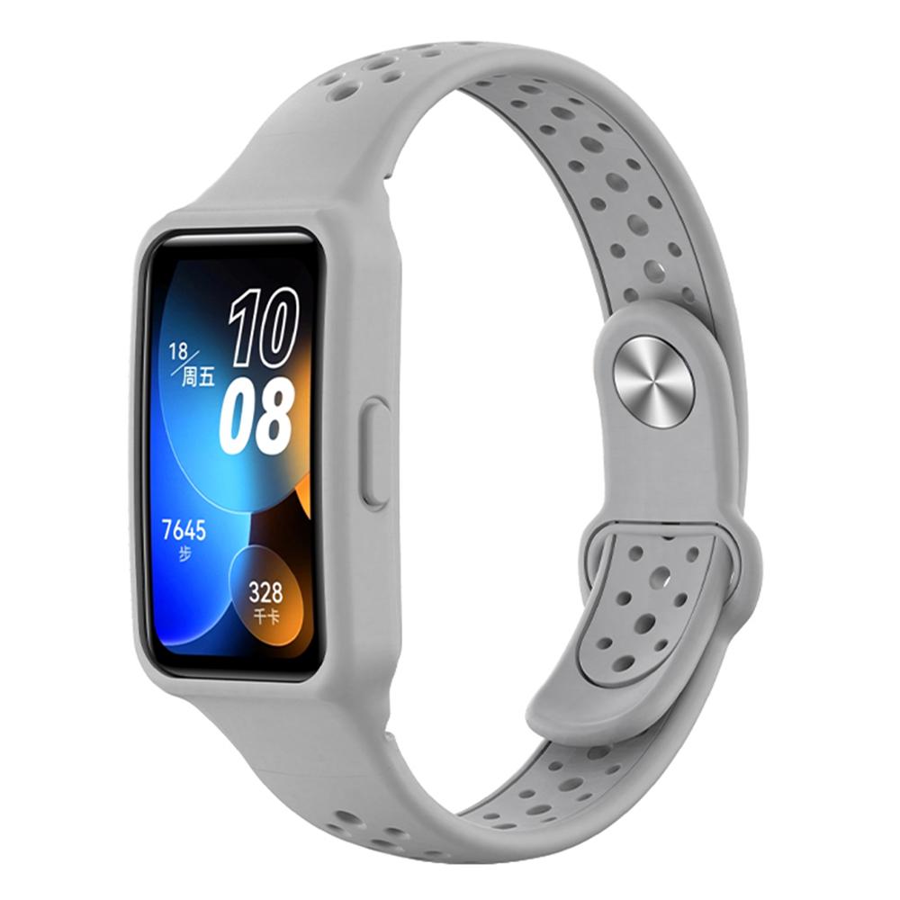 Silicone Band for Huawei Band 9 NFC/9/8 NFC/8 Reverse Buckle Holes Design Strap Integrated with Watch Case